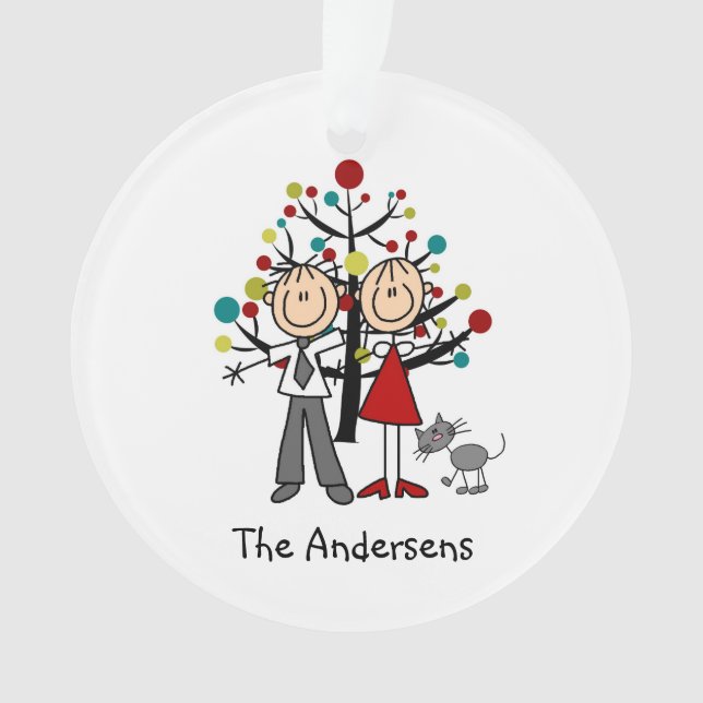 Figura casal da vara com o ornamento do acrílico (Frente)