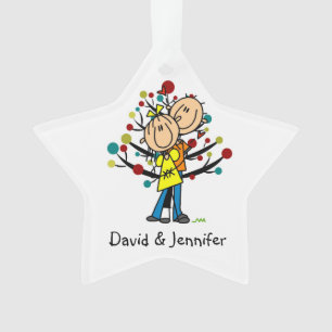 Figura casal da vara em enfeites de natal do amor