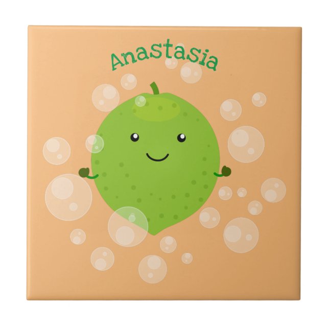 Figura de desenho animado das bolhas de limão verd (Frente)