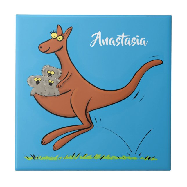 Figura de desenho animado de canguru e koalas (Frente)