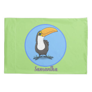 Figura de desenho animado de tucano feliz e bonito
