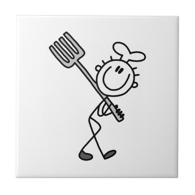 Figura de palito de chef com garfo (Frente)