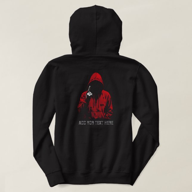 Figura Encapuzada Vermelha de Mau Rapaz | Moletom  (Verso do Design)