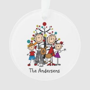 Figura família de 4, ornamento da vara do acrílico