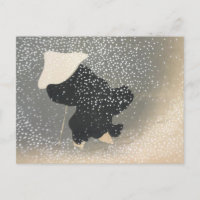 FIGURA JAPONESA NO CARTÃO POSTAL DE NEVE