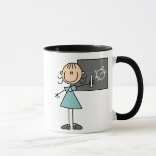 Figura menina da vara na caneca do conselho de giz