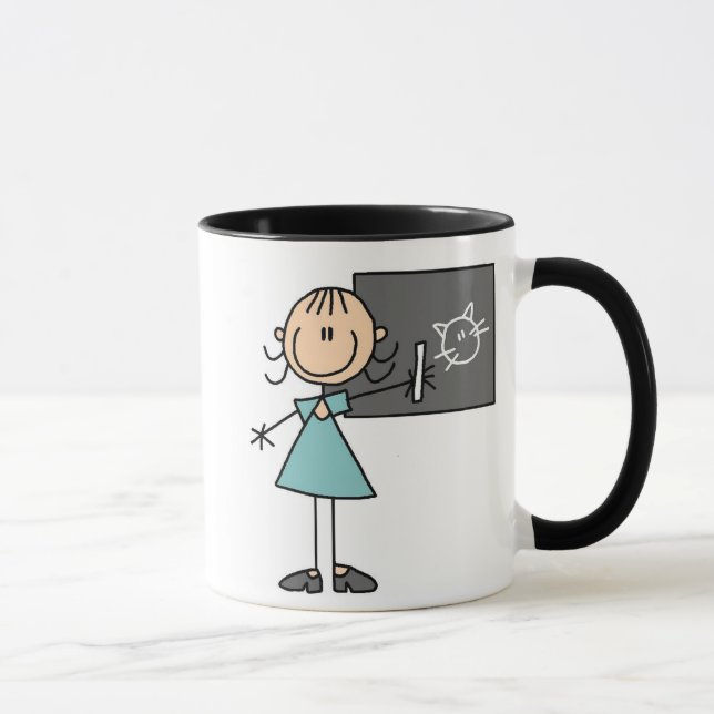Figura menina da vara na caneca do conselho de giz (Direita)