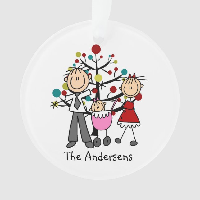 Figura pai da vara, mamã, ornamento do acrílico do (Frente)