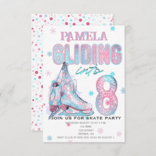 Figura patinando 8º Convite de aniversário