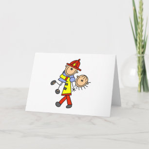 Figura Stick Bombeiro Salvando Cartões de Vidas