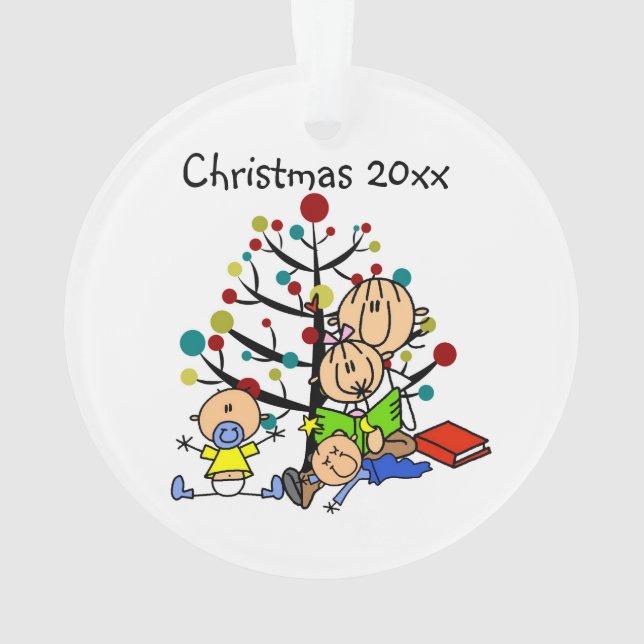 Figura Stick Mãe Lendo para Crianças Ornamento Acr (Verso)