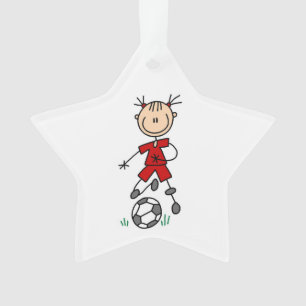 Figura Stick Soccer Vermelho Uniforme Ornamento ac
