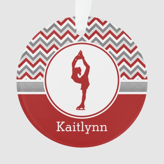 Figura vermelha ornamento personalizado de Chevron (Frente)