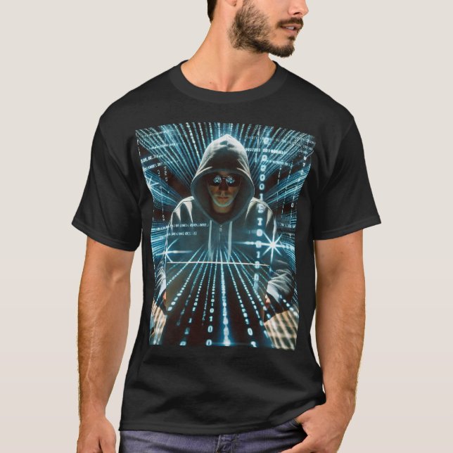# figuras da moda: camiseta negra com hacker pr (Frente)