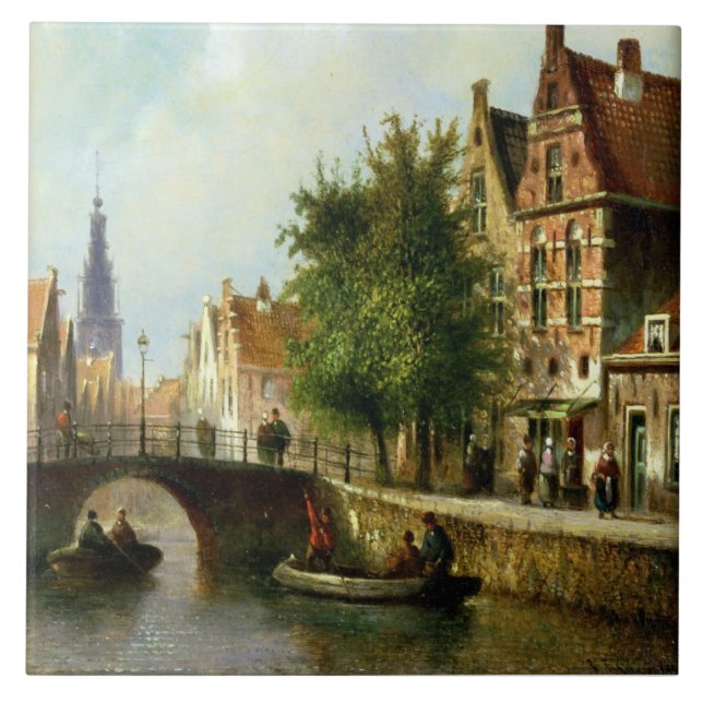 Figuras em um canal, Amsterdão (óleo no painel) (Frente)