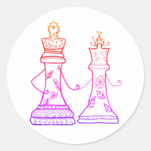 Figuras xadrez, rainha & rei Amor Etiqueta