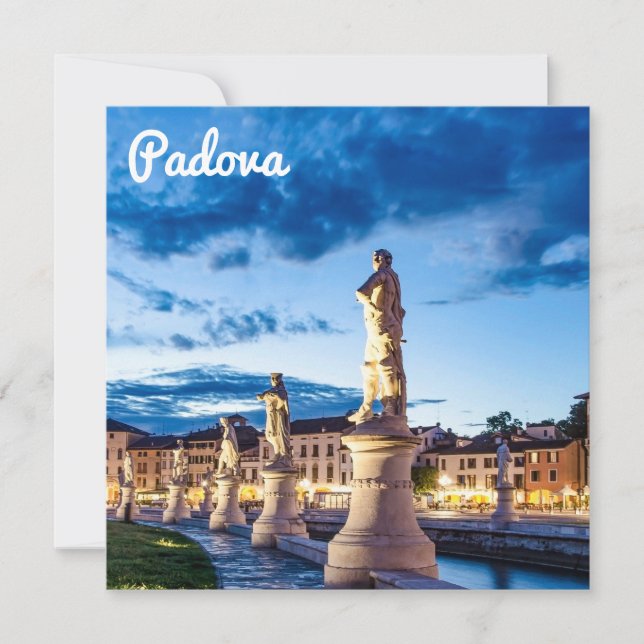 Fila de estátuas iluminadas em Padova (Frente)