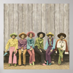 Fileira do poster ocidental das vaqueiras do