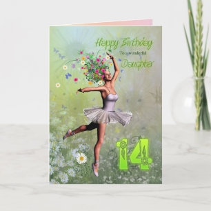 Filha de 14 anos, cartão de aniversário de fada de