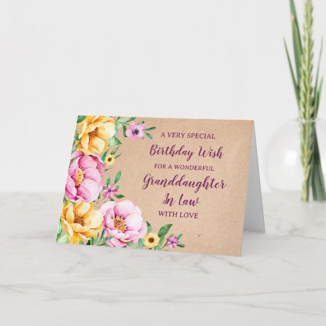 Filha De Flores Da Primavera No Cartão De Aniversá (Frente)