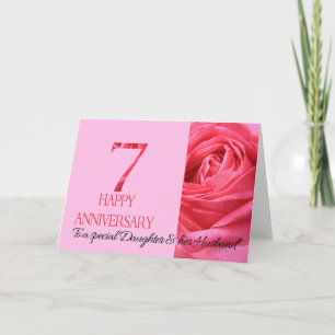 Filha e Marido Aniversário Cartão Rosa Rosa