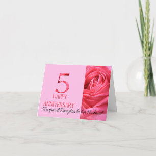 Filha e Marido Aniversário Cartão Rosa Rosa