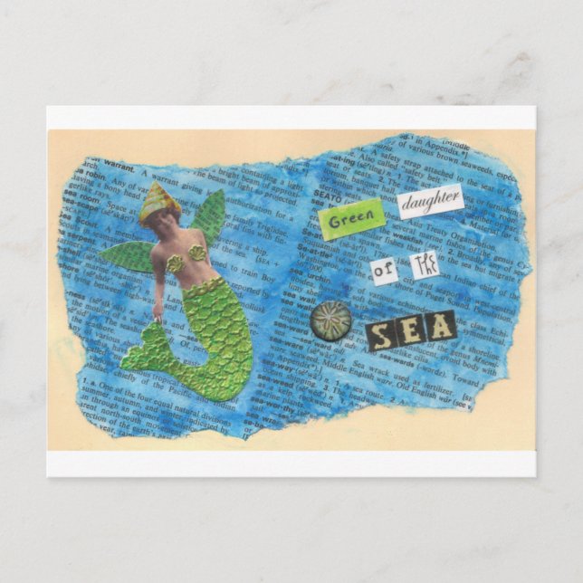 Filha verde do cartão da sereia do mar (Frente)