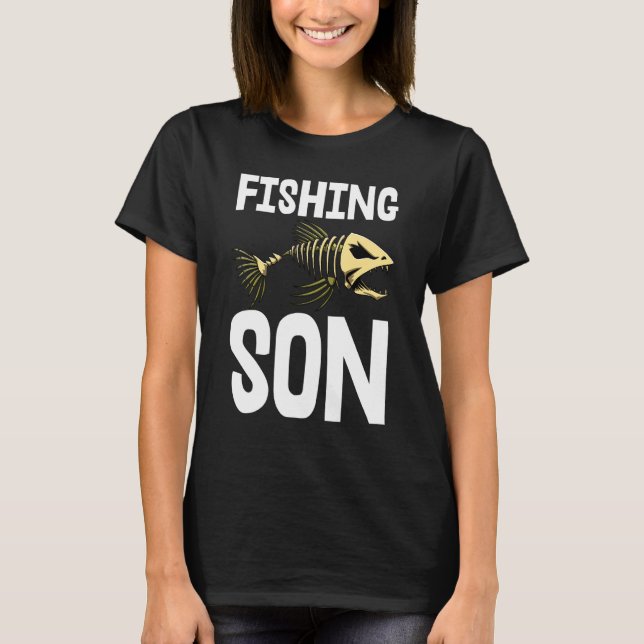 Filho da Pesca Teto Skeleton Peixes Camisetas Ósse (Frente)