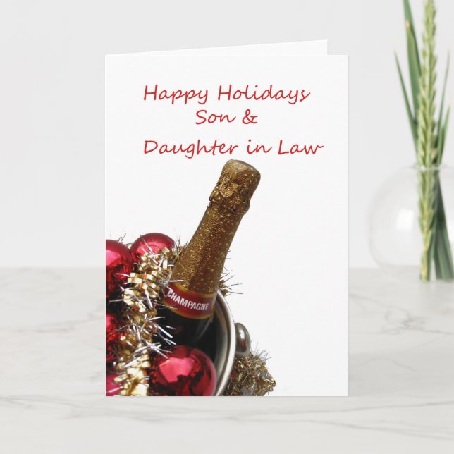 Filho e filha em direito Feliz Cartão de Natal (Frente)