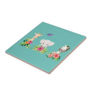 Filhos de Zoo com Azulejo de Flores