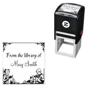 Filhos Lendo Carimbo Personalizado De Borracha