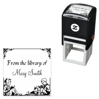 Filhos Lendo Carimbo Personalizado De Borracha