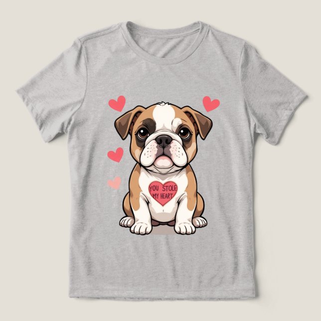 Filhote de Bulldog com Mensagem de Coração (Design frontal)