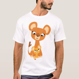 Filhote de Cartoon Madre Lion e cub- Camiseta para