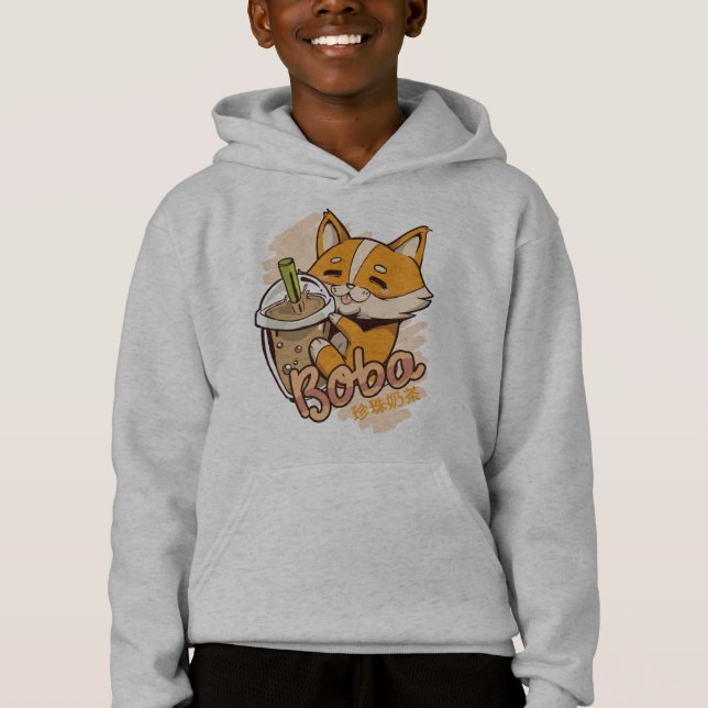 Filhote de Corgi Fofo com Chá de Bolhas (Frente)