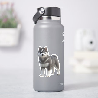 Filhote de Husky Siberiano Fofo Adesivo Die-Cut 3D