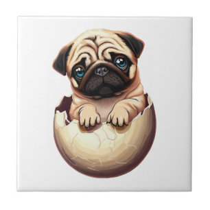 Filhote de Pug no Ovo - Design de Cachorro Fofo