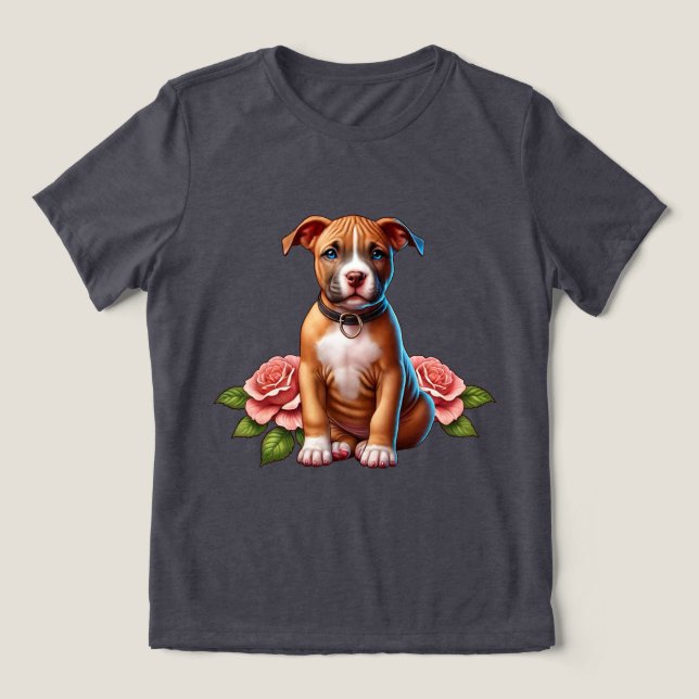 Filhote Marrom Fofo com Rosas (Design frontal)