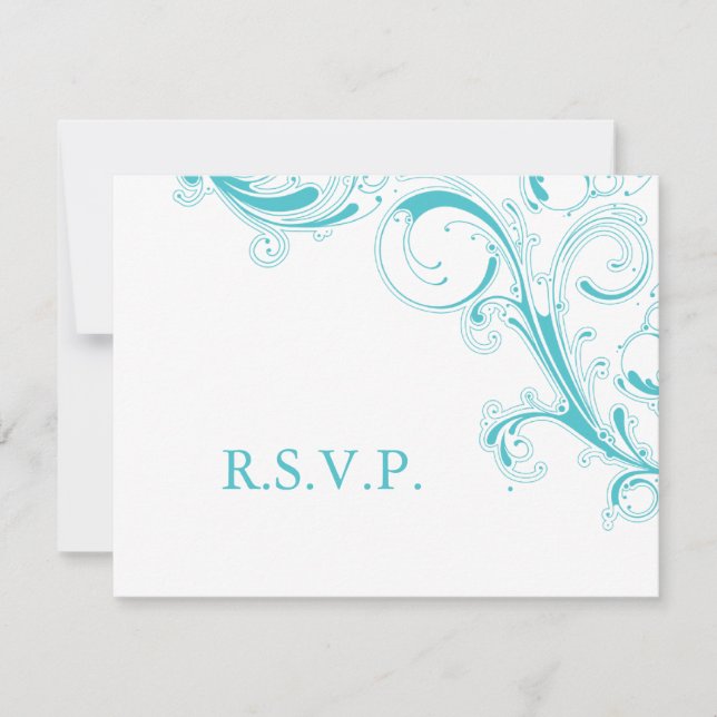 Filigree Swirl Blue Curacao RSVP (Frente)