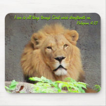 Filipenses 4:13 e Mouse Pad Leão Macho