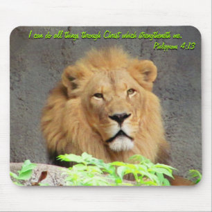 Filipenses 4:13 e Mouse Pad Leão Macho