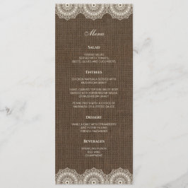 Filipiniana Lace no Burlap Weding Menu Card