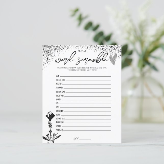 Filme Noir - Bridal Word Scramble Game (Em pé/Frente)