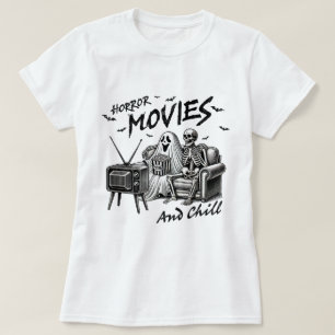 Filmes de terror e Design de camiseta do Halloween