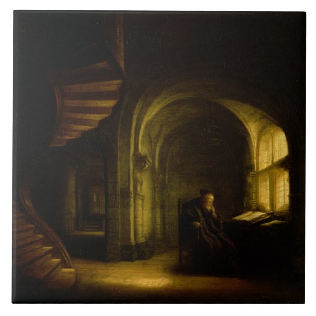 Filósofo com um livro aberto, 1625-7 (óleo na (Frente)