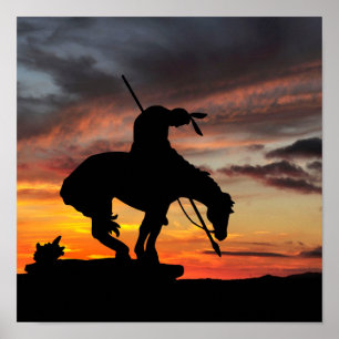 Fim da silhueta de trilha com Poster de Sunset