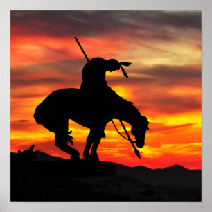 Fim da silhueta de trilha com Poster de Sunset