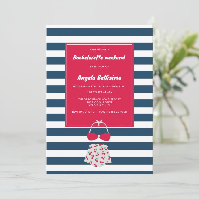 Fim de Semana de Bachelorette de Stripe de marinho (Em pé/Frente)