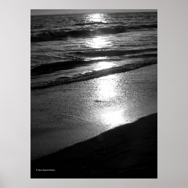 Fim do dia em Dog Beach Huntington CA B/W Poster (Frente)