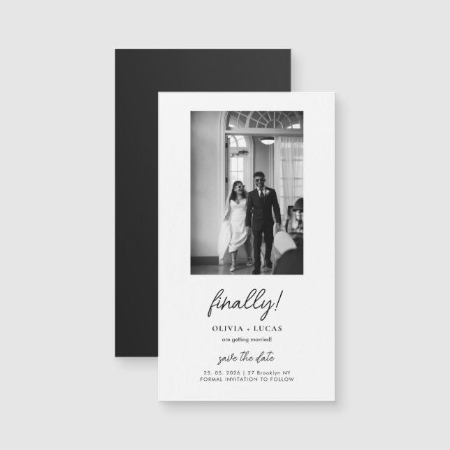 Finally Script Photo Magnetic Wedding Save The Dat (Frente/Verso)